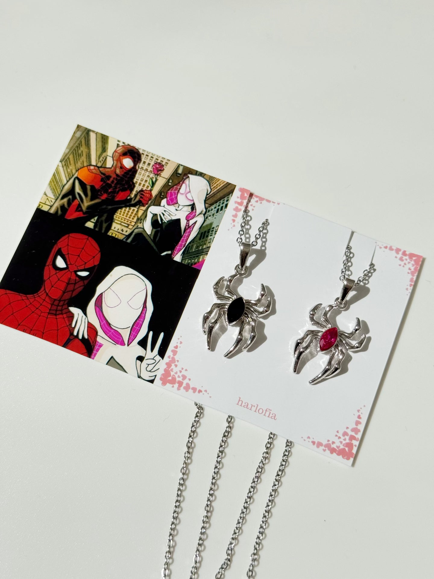 Stainless Steel Spiderman & Gwen Couple Necklaces