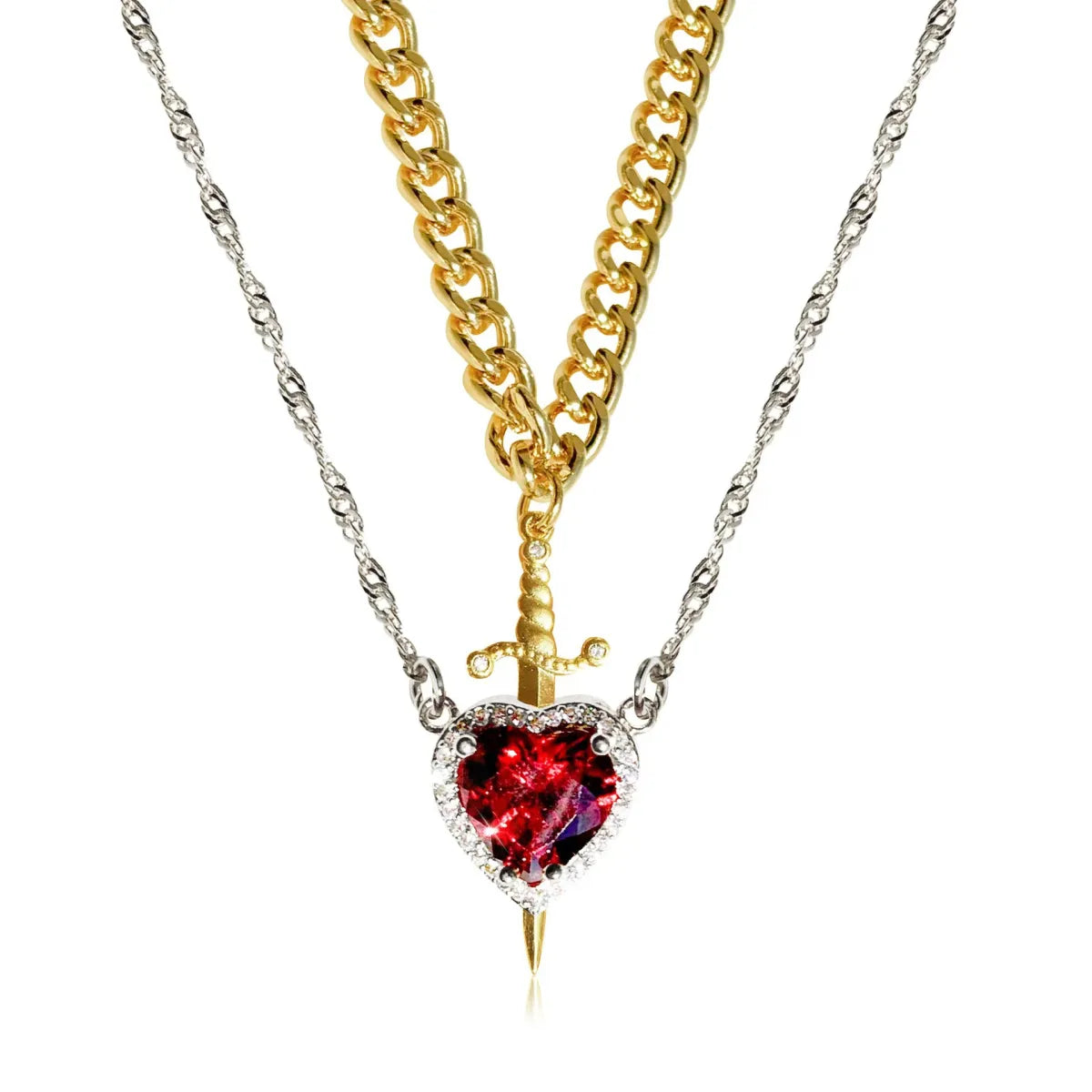 VIELLA ETERNAL BOND  NECKLACE - HEART AND SWORD