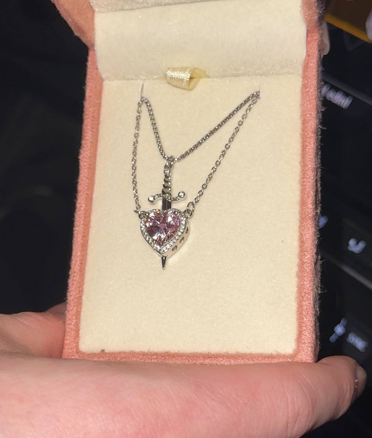 Stainless Steel You are in My Heart Necklace Set, Heart Sword Necklace